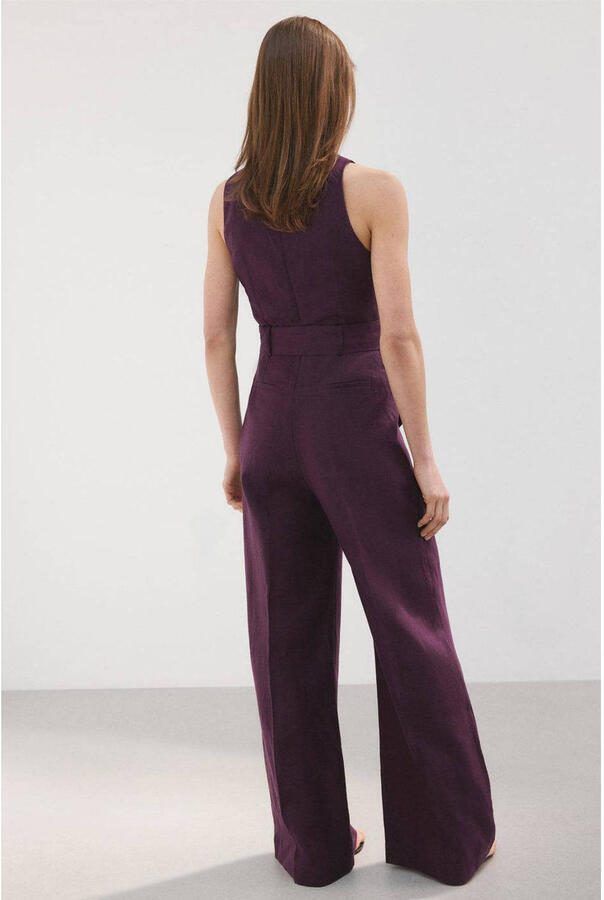 Mango jumpsuit linnen aubergine - Foto 2