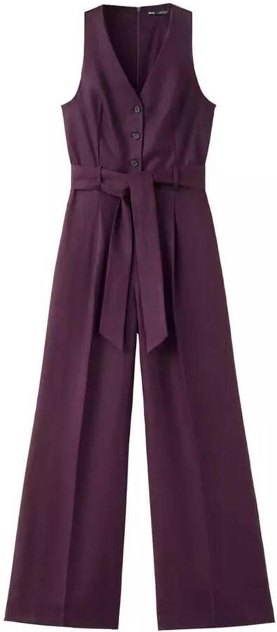 Mango jumpsuit linnen aubergine - Foto 3
