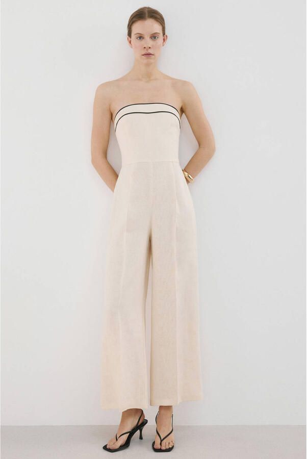 Mango jumpsuit linnen crème