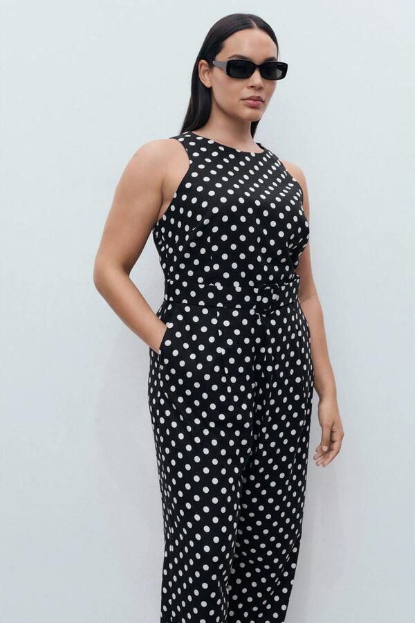 Mango jumpsuit linnen zwart