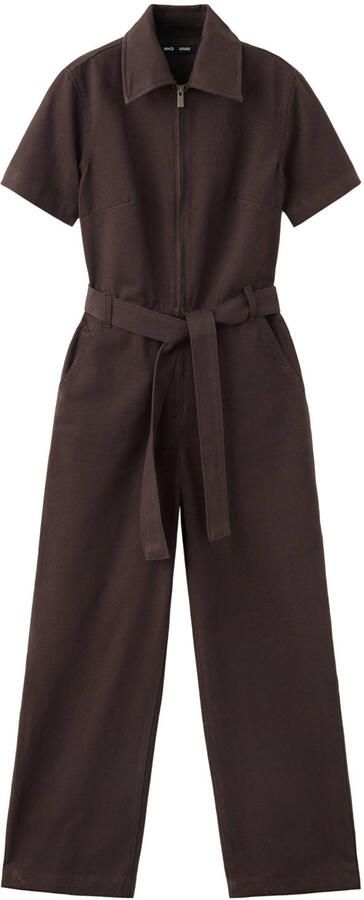 Mango jumpsuit met ceintuur bruin
