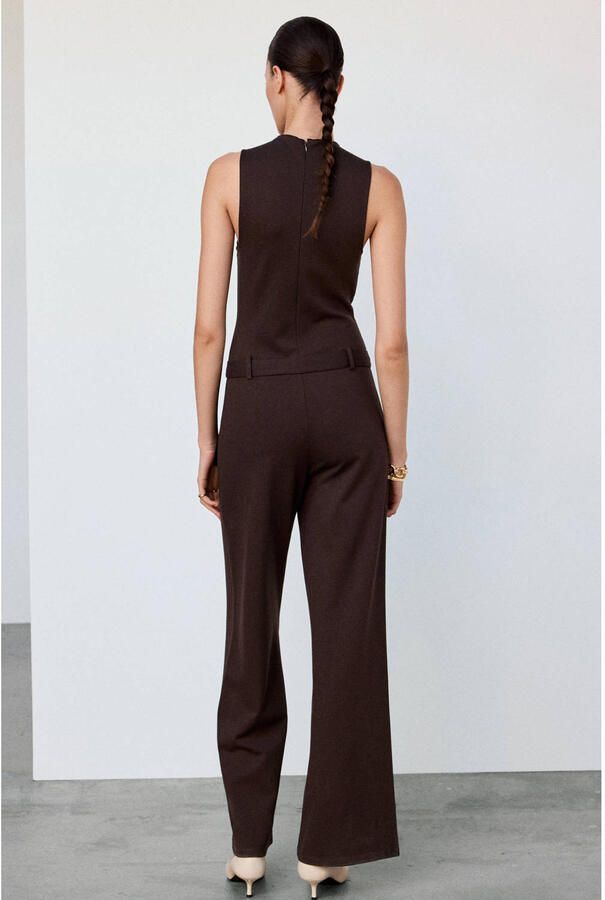 Mango jumpsuit met ceintuur bruin - Foto 2