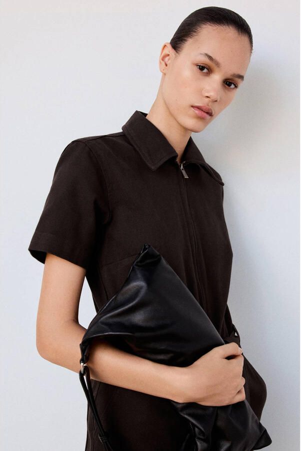 Mango jumpsuit met ceintuur bruin - Foto 2