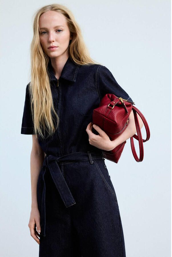 Mango jumpsuit met ceintuur donkerblauw
