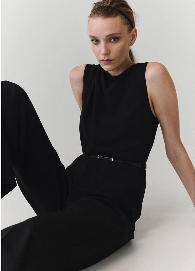 Mango jumpsuit met ceintuur zwart - Foto 2