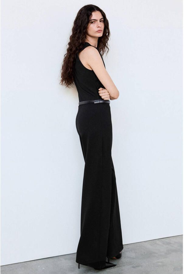 Mango jumpsuit met ceintuur zwart - Foto 3