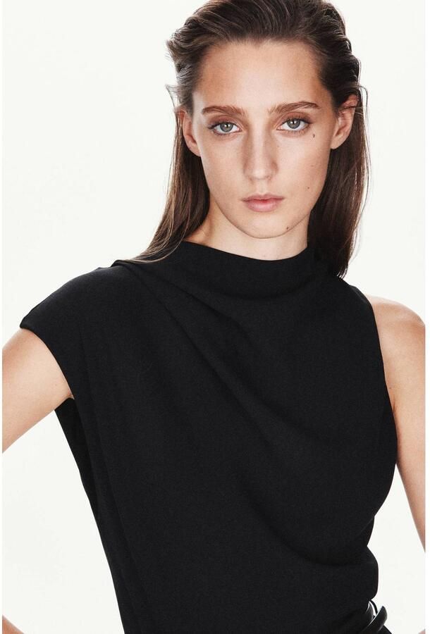 Mango jumpsuit met ceintuur zwart - Foto 2