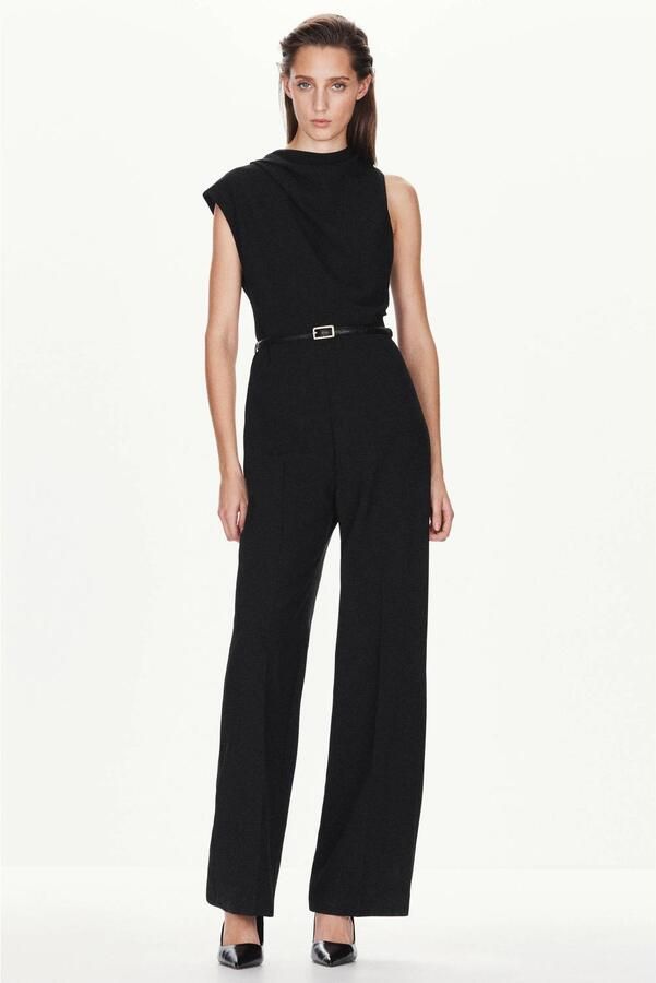 Mango jumpsuit met ceintuur zwart