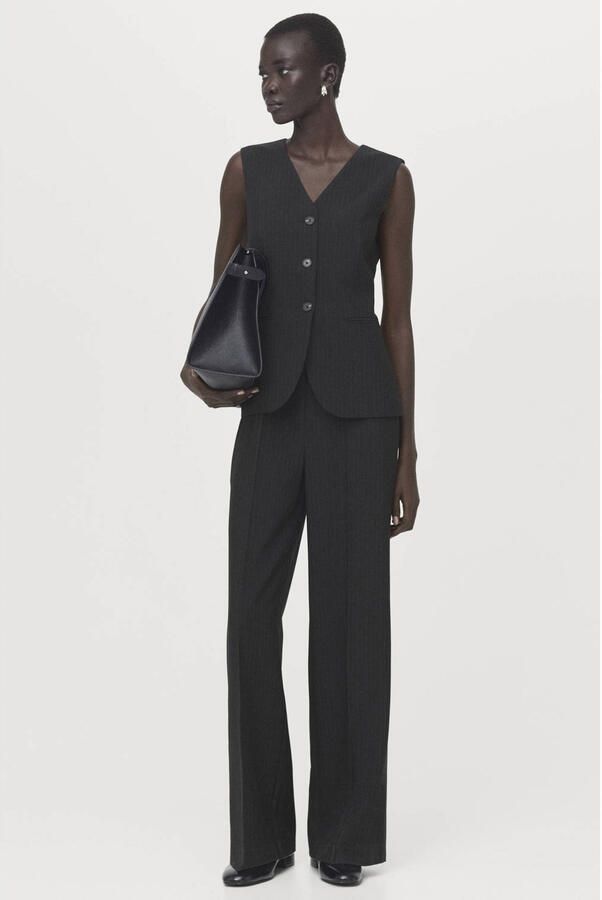 Mango jumpsuit met krijtstreep zwart