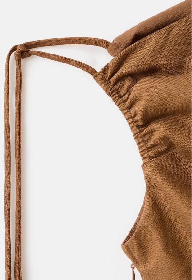 Mango jumpsuit met linnen bruin - Foto 3