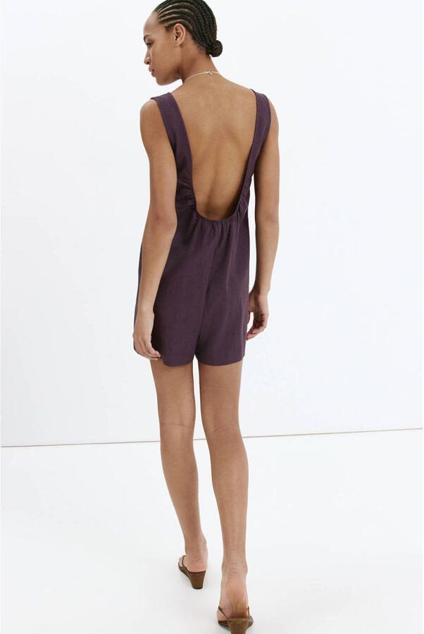 Mango jumpsuit met linnen paars - Foto 3