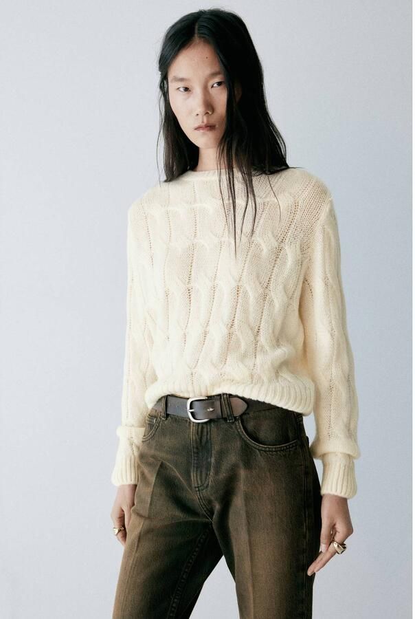 Mango kabeltrui beige