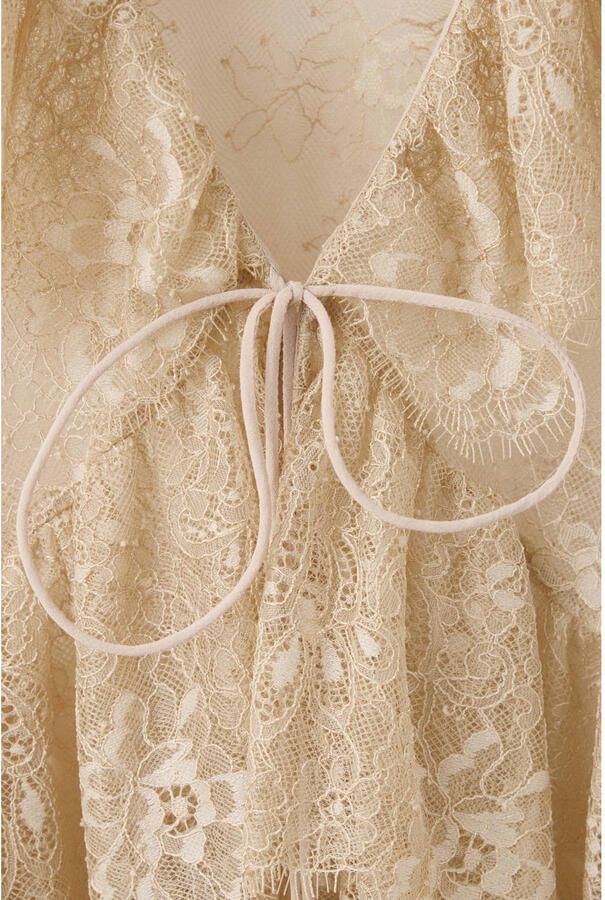 Mango kanten blouse met ruches zand - Foto 2