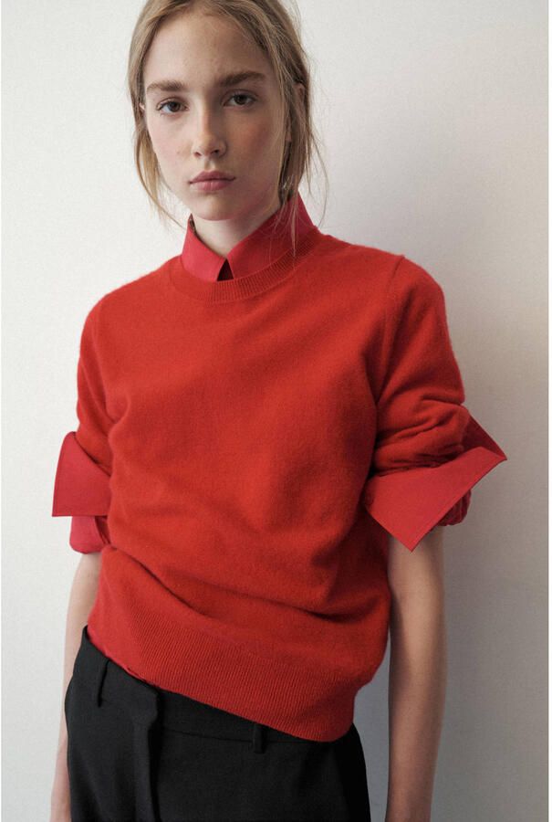 Mango kasjmier pullover rood