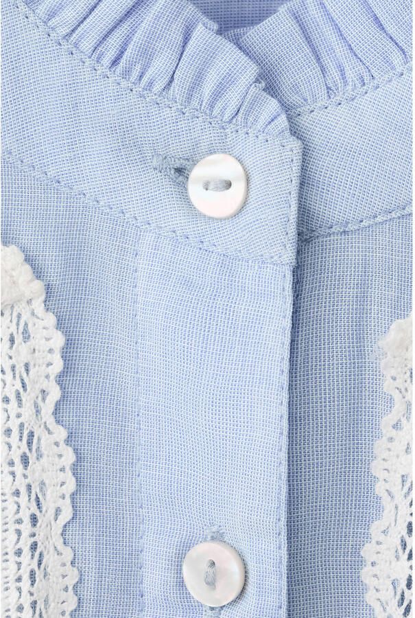 Mango katoenen blouse met borduursels lichtblauw - Foto 3