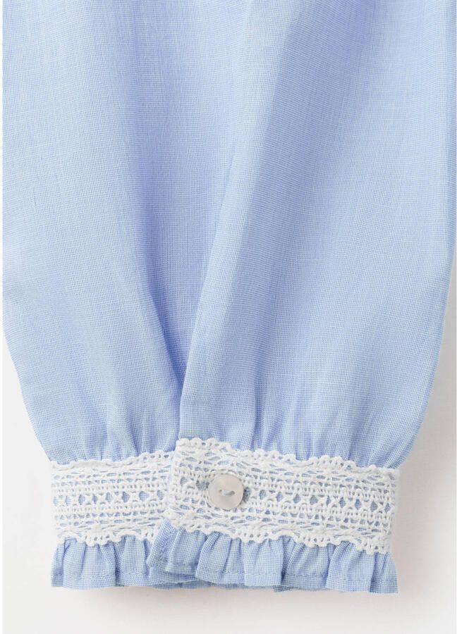 Mango katoenen blouse met borduursels lichtblauw - Foto 2