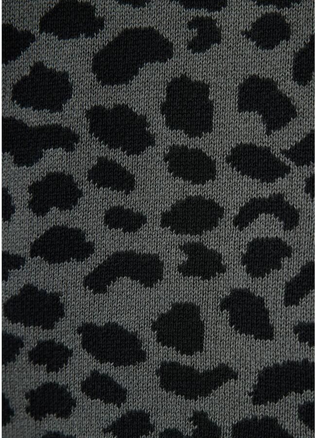 Mango katoenen gebreid vest met panterprint antraciet - Foto 2