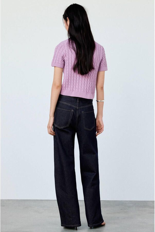 Mango katoenen gebreid vest roze - Foto 3