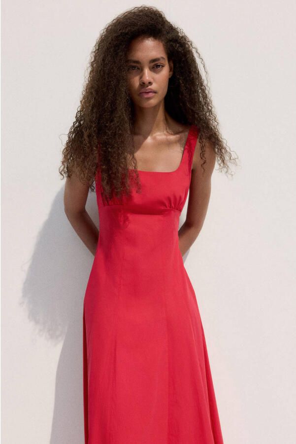 Mango katoenen midijurk rood