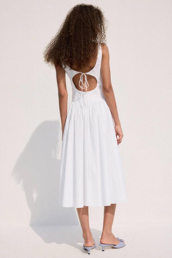 Mango katoenen midijurk wit - Foto 3
