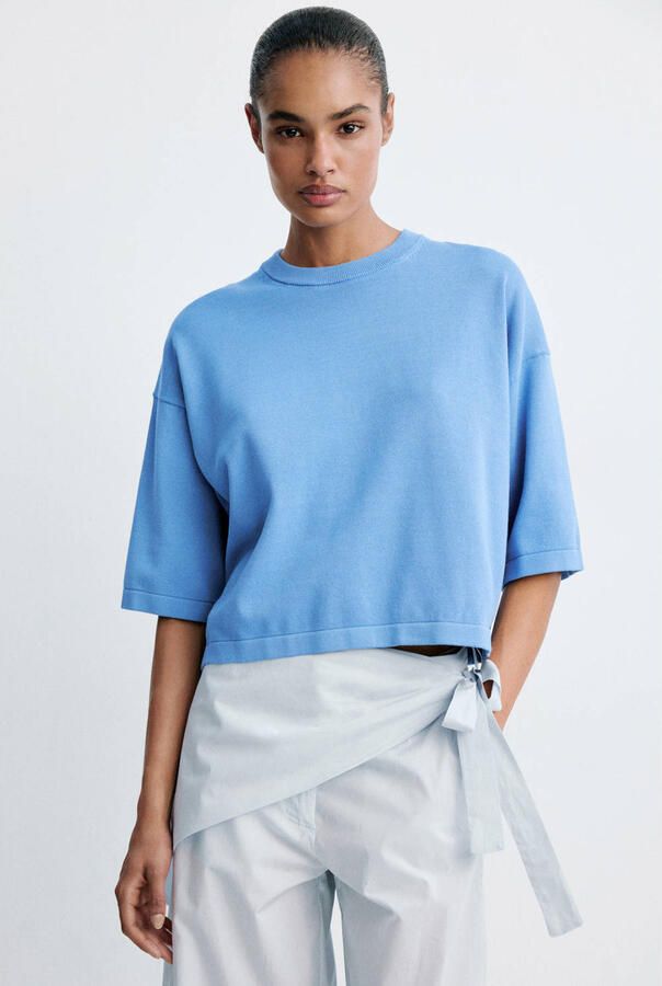 Mango katoenen sweater blauw