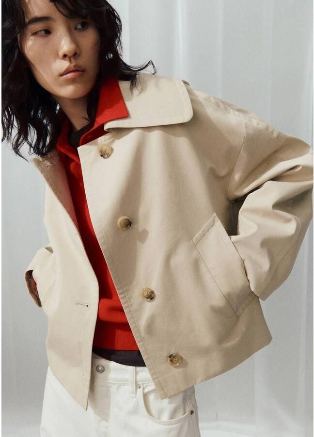 Mango katoenen trenchcoat beige