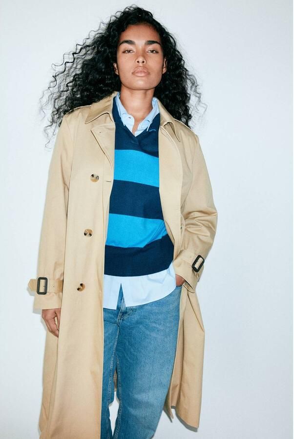 Mango katoenen trenchcoat beige