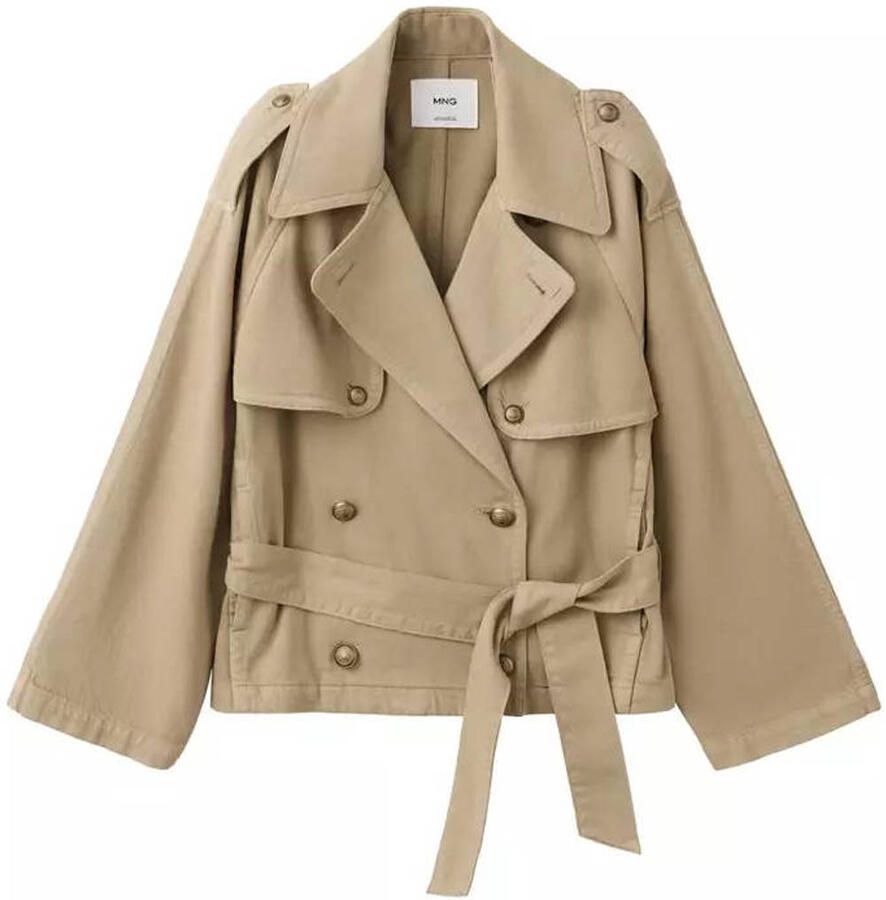 Mango katoenen trenchcoat met ceintuur beige