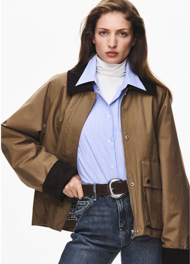 Mango katoenen winterjas camel