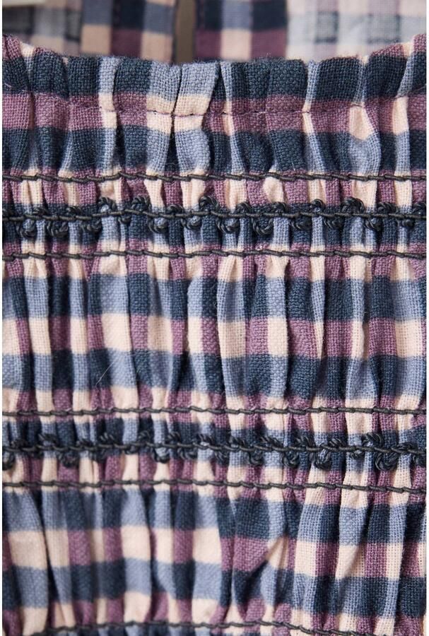 Mango Kids A-lijn geruite blousetop met smockwerk roze blauw paars Meisjes Katoen Ronde hals - Foto 2