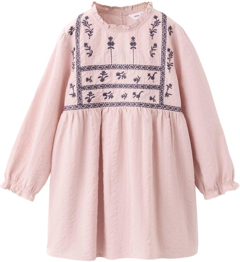 Mango Kids A-lijn jurk met ruches en print roze