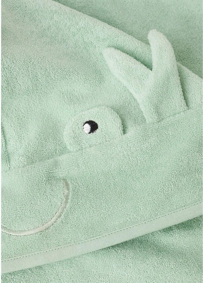 Mango Kids badstof strandponcho groen - Foto 3