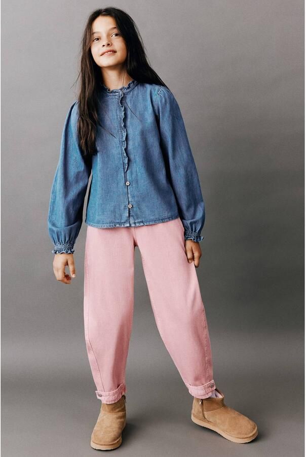 Mango Kids ballon barrel jeans roze