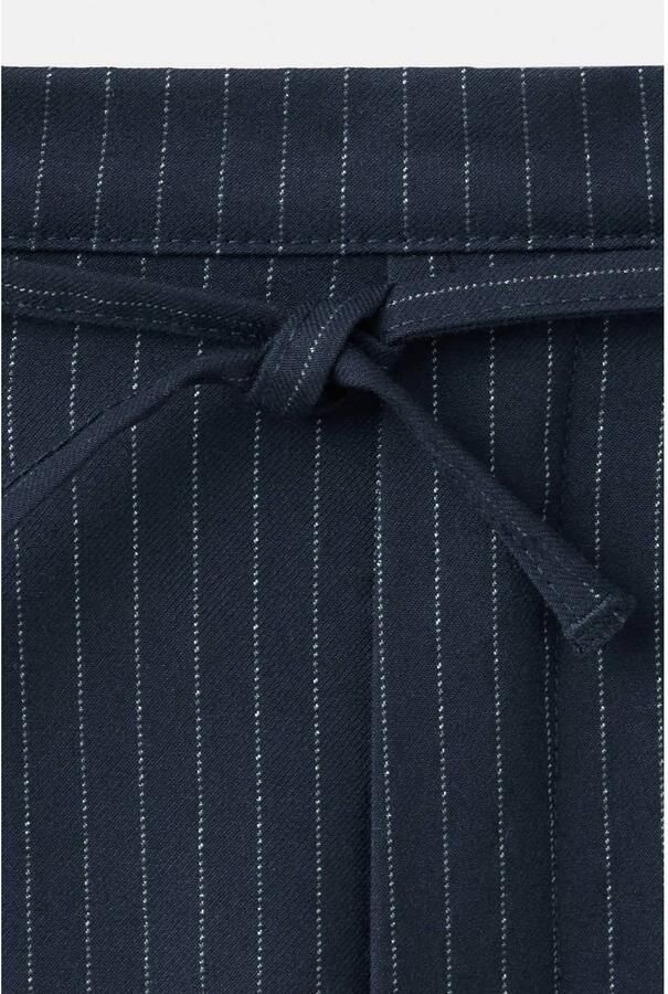 Mango Kids ballonbroek met glitters en krijtstreep marineblauw - Foto 2