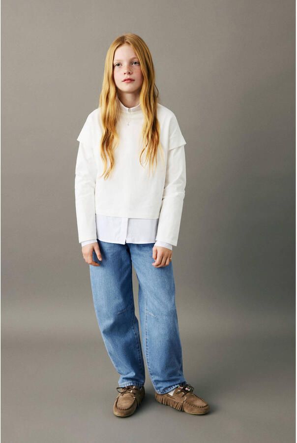Mango Kids barrel jeans medium blue denim