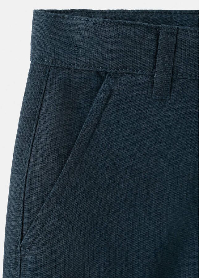 Mango Kids bermuda short met linnen donkerblauw - Foto 3