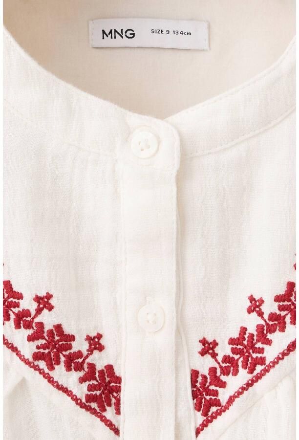 Mango Kids blouse met borduursels ecru Meisjes Katoen Ronde hals Effen - Foto 2