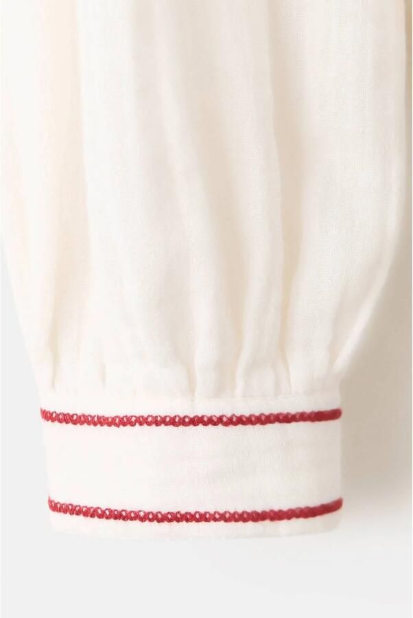 Mango Kids blouse met borduursels ecru Meisjes Katoen Ronde hals Effen - Foto 3