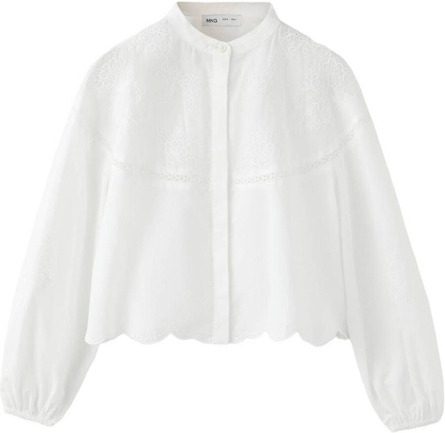Mango Kids blouse met borduursels wit