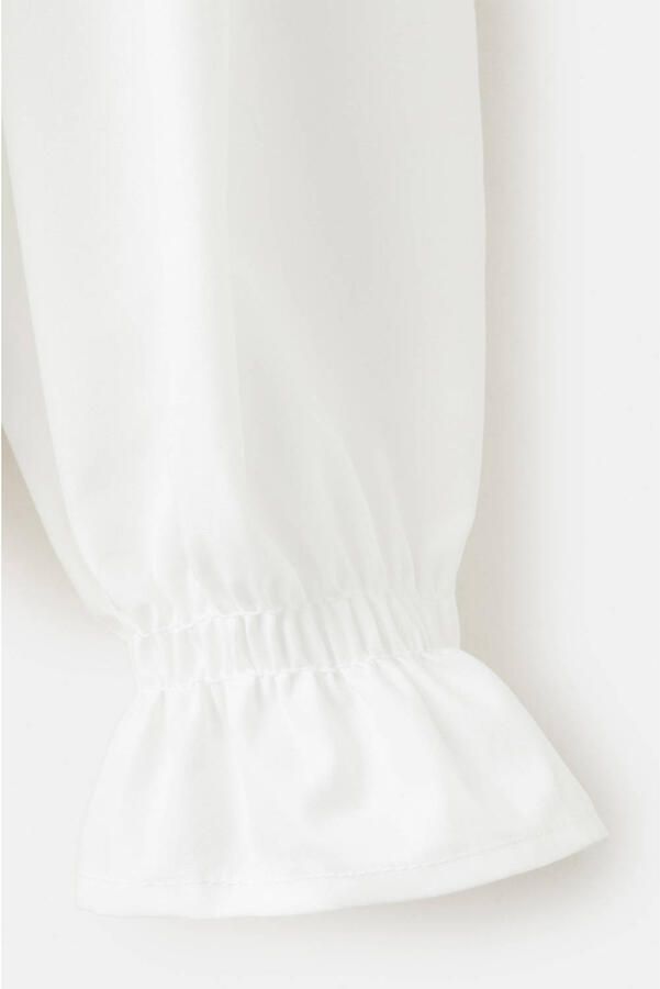 Mango Kids blouse met plooien en ruches wit - Foto 3