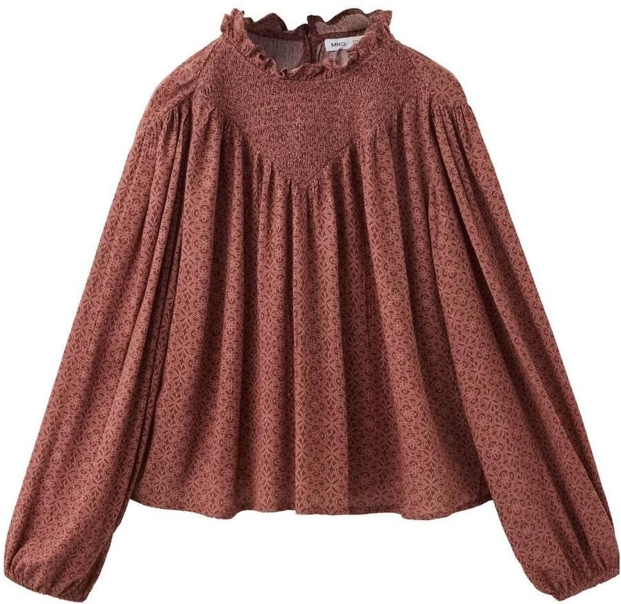 Mango Kids blouse met print roest koper Meisjes Viscose Ronde hals All over print