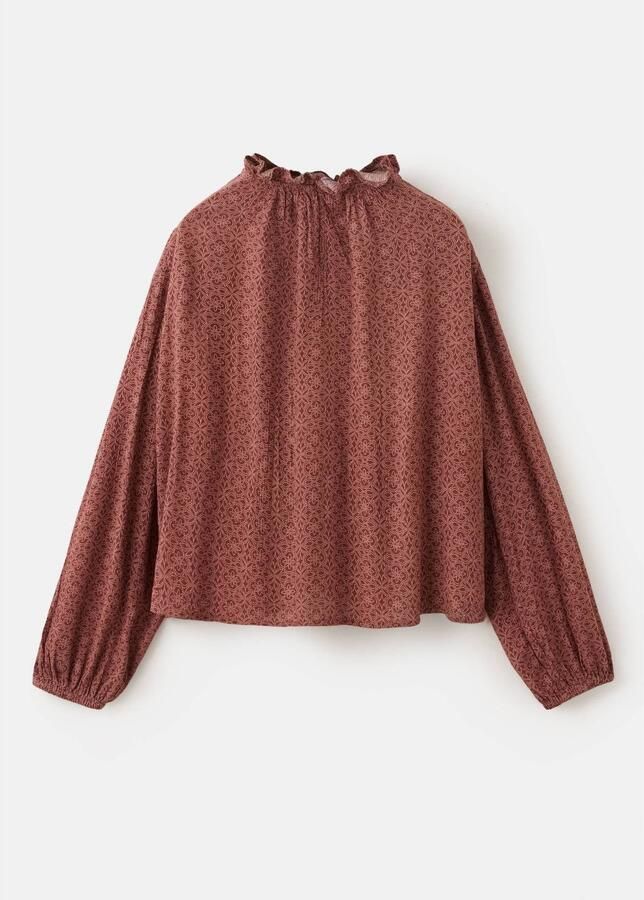 Mango Kids blouse met print roest koper Meisjes Viscose Ronde hals All over print - Foto 3