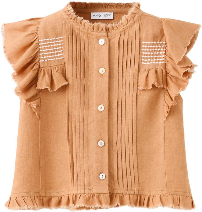 Mango Kids blouse met ruches donkeroranje