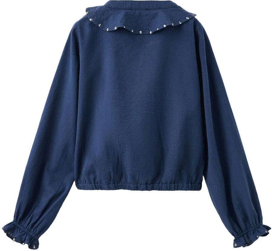 Mango Kids blouse met ruches en studs marineblauw - Foto 2