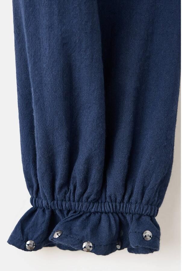 Mango Kids blouse met ruches en studs marineblauw - Foto 3