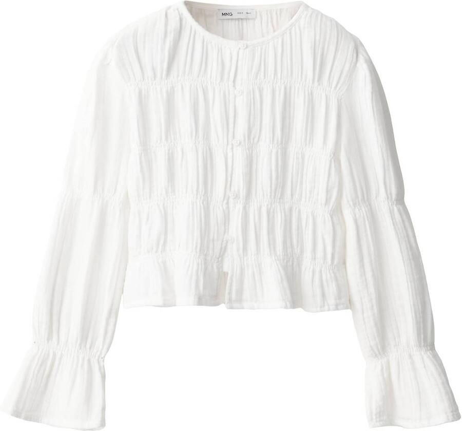 Mango Kids blouse wit Meisjes Katoen Ronde hals Effen