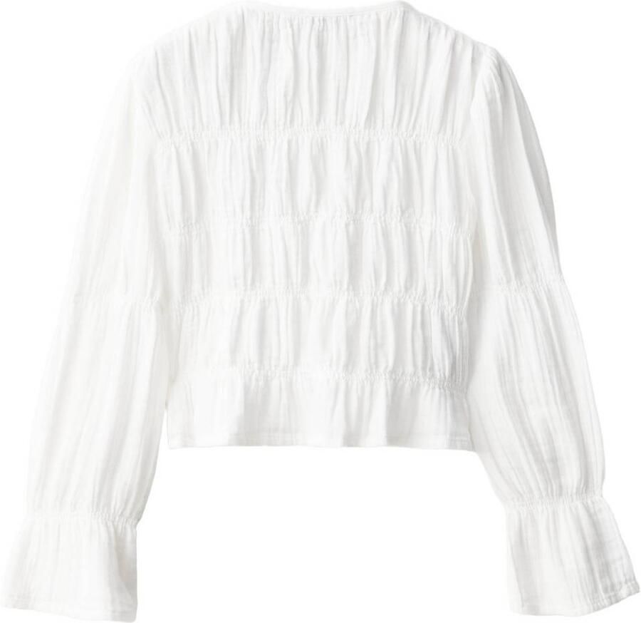Mango Kids blouse wit Meisjes Katoen Ronde hals Effen - Foto 2