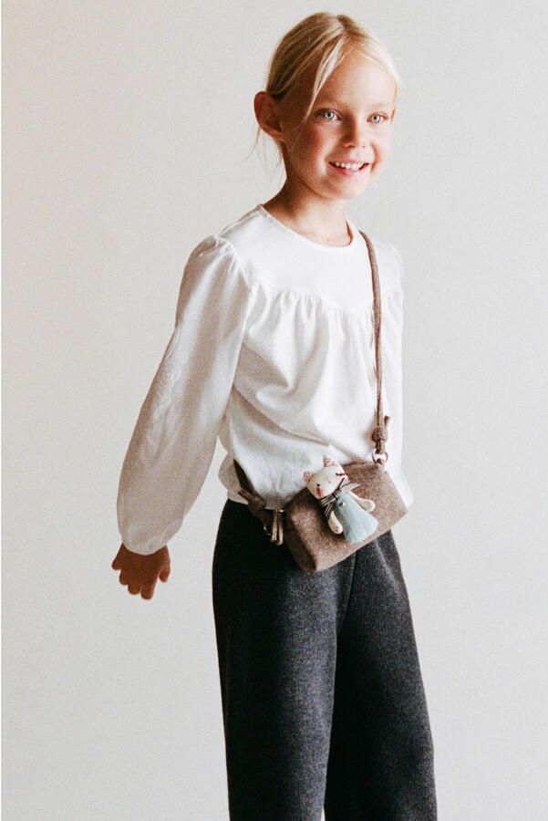Mango Kids blousetop met borduursels wit