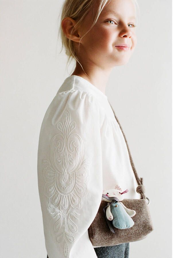 Mango Kids blousetop met borduursels wit - Foto 3