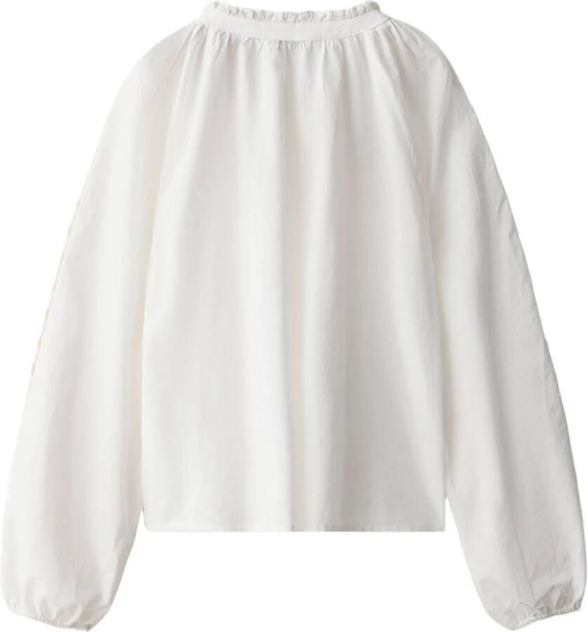 Mango Kids blousetop met borduursels wit Meisjes Katoen Ronde hals Effen